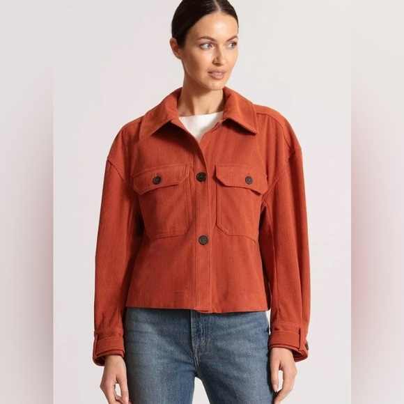 Avec Les Filles Rust Corduroy Shacket Cropped Shacket Relaxed Utility - Picture 3 of 10